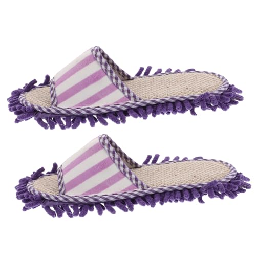 BESTYASH Mop putzschuhe für Damen Waschbar Mikrofaser Chenille Streifen Haushaltsreinigung Hausschuhe Angenehm Vielseitig für Bodenreinigung Zuhause Büro Hotel von BESTYASH