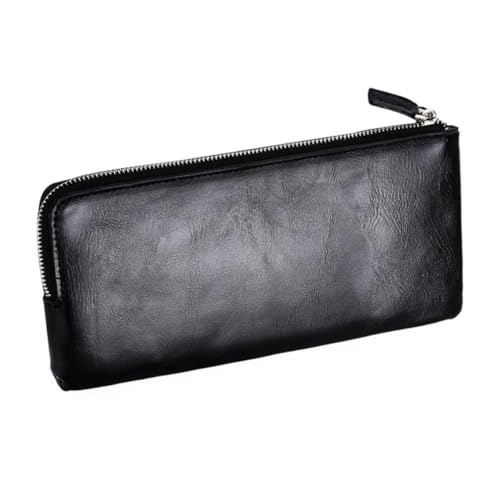 BESTYASH Multifunktionale Herren Geldbörse Lang mit Münzfach Leichter Kreditkartenhalter aus Weichem Schwarzem Leder Schlankes Portemonnaie für Alltag Schule Arbeit und Shopping von BESTYASH