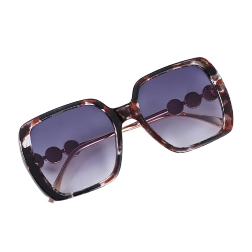 BESTYASH Pearl verzierte Damen Sonnenbrille mit Leopardenmuster Quadratischer Rahmen aus Kunststoff Modisch und Langlebig Outdoor schutzbrille mit Braunem UV schutzglas für Komfortables von BESTYASH