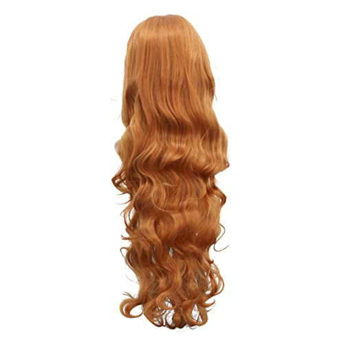 BESTYASH Perücke Cosplay Orange Lang Gewellt Damen Haaraccessoire Haarhaube Glatte Perücke Cosplay-perücke von BESTYASH