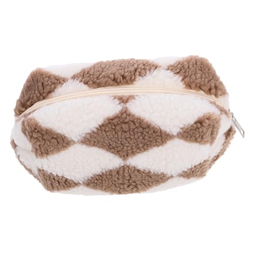 BESTYASH Plüsch Kosmetiktasche Im Karierten Design Vielseitiger Makeup Bag Für Reisen Und Alltag Zur Aufbewahrung Von Schminkutensilien Und Schreibwaren Modischem von BESTYASH