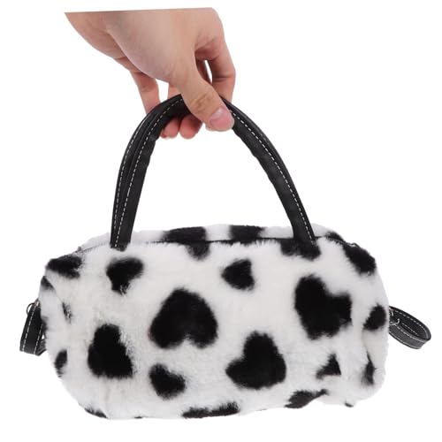 BESTYASH Plüsch Umhängetasche Damen mit Modischem Kuhmuster Leichte Strapazierfähige Schultertasche und Tote Bag für Alltag Shopping Arbeit Reisen Weiches Material Bequem Tragbar von BESTYASH