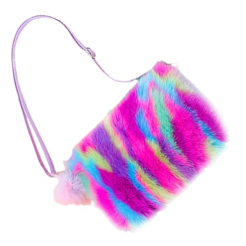 BESTYASH Plüsch Umhängetasche Mädchen Bunte Crossbody Bag Leicht Tragbar Moderater Stauraum Süß Schultertasche Für Party Shopping Kleine Spielsachen Handy Schlüssel Karten von BESTYASH