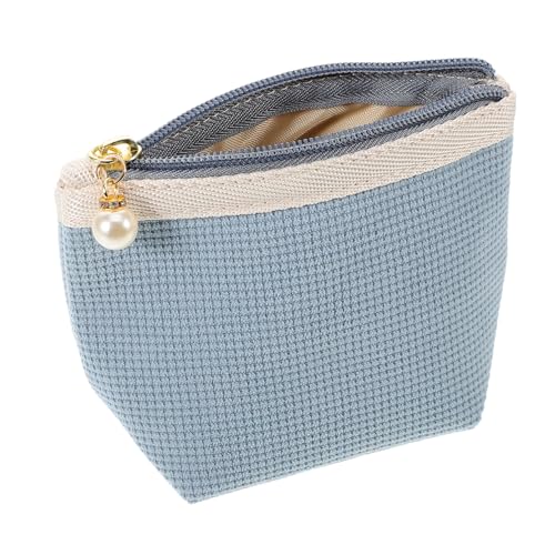 BESTYASH Portable Makeup Bag Für Damen Kleine Kosmetiktasche Im Modernen Design Für Lippenstift Und Schlüssel Aus Weichem Cordmaterial Nebelblau Für Reisen Und Täglichen Gebrauch von BESTYASH