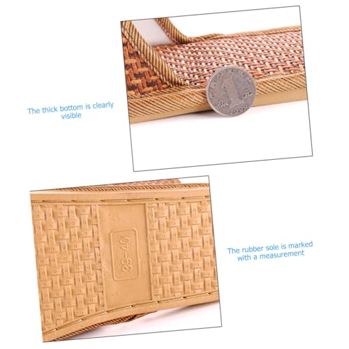 BESTYASH Rattan Geflochtene Hausschuhe Sommer Damen Sandalen mit Rutschfester Sohle Plateau design Atmungsaktiv Leicht und Angenehm für Zuhause und Innenräume Hellbraun von BESTYASH