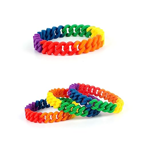 BESTYASH Regenbogenfarben Silikonarmband Für Männer Und Frauen Buntes Gummi Armreif Verstellbar Und Hautfreundlich Armband Für Geschenke Und Alltag Einheitsgröße von BESTYASH