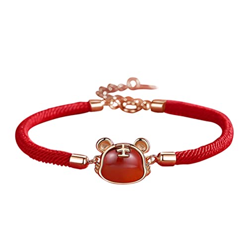 BESTYASH Reines Silber Rotes Seil Armband mit Tiger Charm Neujahrs Schmuck Glücksbringer Schutz Gesundheit für Familie Freunde von BESTYASH