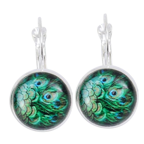 BESTYASH Retro Modische Pfauen Schmuckstücke Damen Silberfarbene Schmuck Ohranhänger für Party Reise Alltag mit Langlebigem Legierungs Glasdesign von BESTYASH