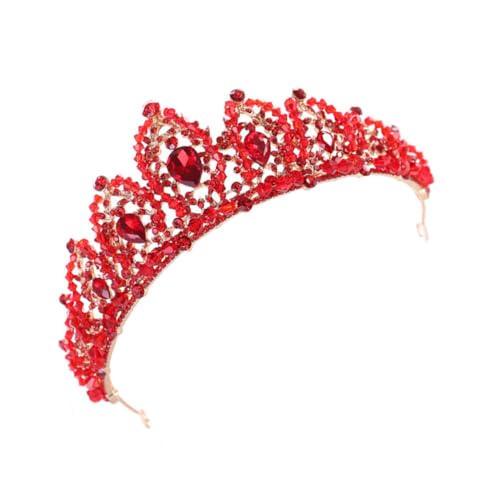 BESTYASH Rote Kristallkrone Braut Tiara Haarschmuck Elegant Strapazierfähige Mädchen Kopfbedeckung Für Hochzeit Foto Party Festliche Anlässe von BESTYASH