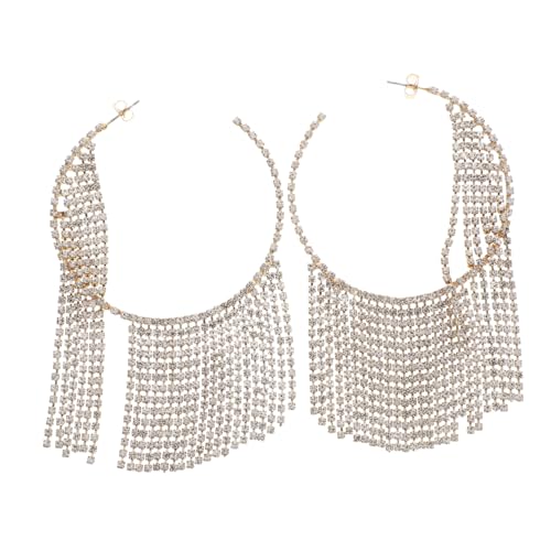 BESTYASH Runde Strass-ohrringe Für Damen Mit Langen Quasten-ohrhänger Funkelnde Kristallfransen-ohrringe Als Hochzeitsohrringe Und Abschlussballschmuck von BESTYASH