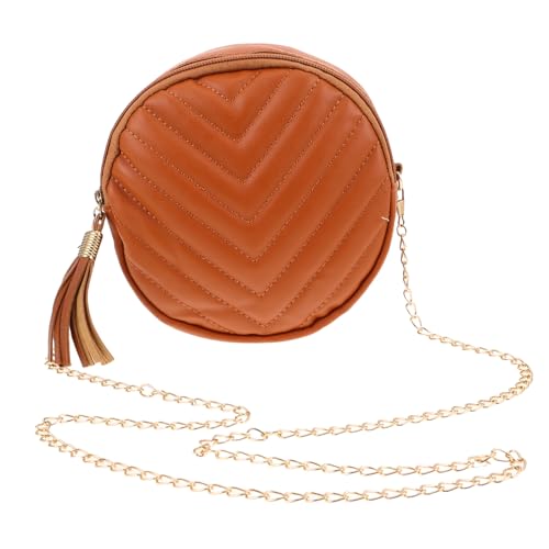 BESTYASH Runde Damen-umhängetasche mit Quasten Kompakte Crossbody Schultertasche Verstellbarer Gurt Strapazierfähiges Material für Reisen Einkaufen Alltag und Pendeln Tiefbraun von BESTYASH