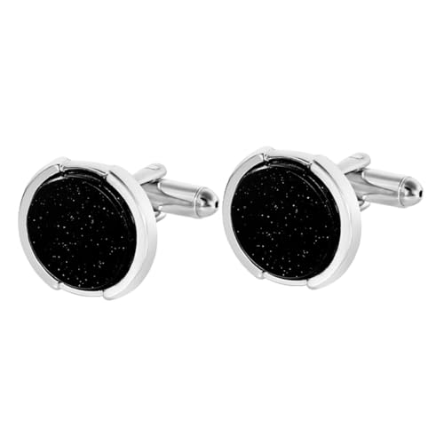 BESTYASH Runde Schwarze Manschettenknöpfe für Herren Elegantes Design Langlebig Passend zu Klassischen Herrenhemden für Business Hochzeit und Formelle Anlässe von BESTYASH