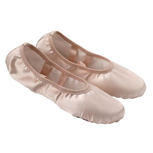 BESTYASH Satin Ballettschuhe Damen Elastische Ballettschläppchen mit Durchgehender Sohle Leichter Atmungsaktiver Ballettschuh Schnell durch Stretch Band Geeignet für Anfänger und Profis von BESTYASH