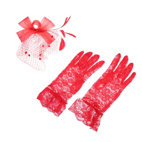 BESTYASH Fascinator Set Mit Schleier Und Spitzenhandschuhen Für Hochzeiten Partys Und Besondere Anlässe Elegante Damenaccessoires von BESTYASH