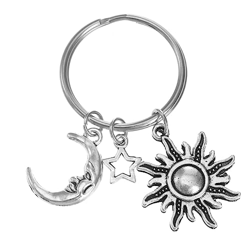 BESTYASH Schlüsselanhänger Handtaschenanhänger Modischer Schlüsselhalter Autoschlüsselzubehör Hängendes Zubehör Autozubehör Mondanhänger Ring Zubehör Mini-Etiketten Silver Rostfreier Stahl von BESTYASH