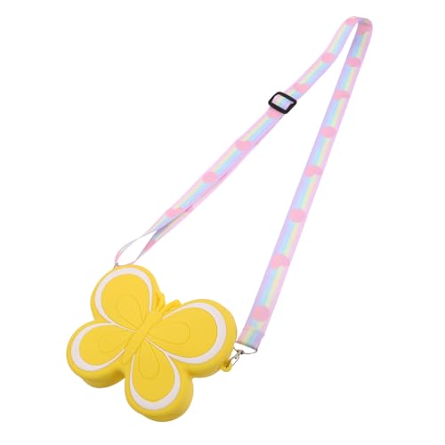 BESTYASH Kleine Mädchen Handtasche Aus Silikon Schmetterlingsform Niedliche Umhängetasche Für Junge Mädchen Praktische Geldbörse Für Münzen Und Kleingeld Accessoires Gelb Für Junge von BESTYASH