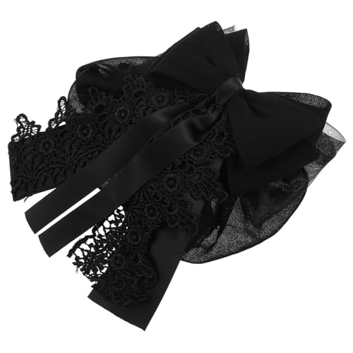 BESTYASH Schwarze Bowknot Haarnetz mit Federclip Stabiles Snood Netz Professionelles Haarnetz für Dutt Sicheres Halten Ordentlicher Look für Damen im Büro Hotel Restaurant von BESTYASH