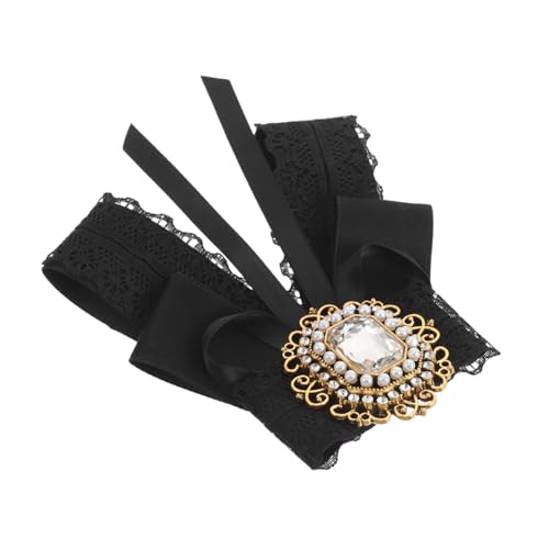 BESTYASH Schwarze Spitzenbrosche mit Schleifen design Strassbesetzte Kragenbrosche aus Vintage Retro Stil Elegantes Schmuckaccessoire für Damenblusen Anzüge und Besondere Anlässe von BESTYASH