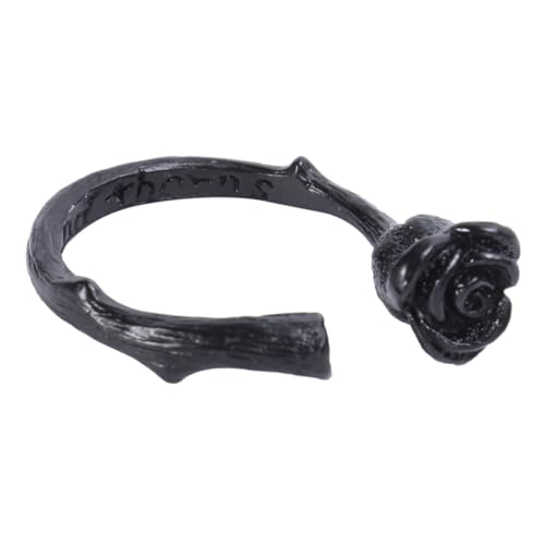 BESTYASH Schwarzer Offener Rosendorn ring Damen Personalisierter Lustiger Kupfer Schmuck Langlebig Modisch Geschenk für Freundinnen von BESTYASH