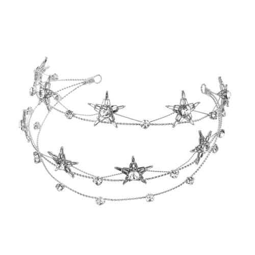 BESTYASH Silberne Braut Tiara mit Fünfzackigen Sternen Leichter Langlebiger Kopfschmuck für Hochzeit Verlobung Party und Festliche Anlässe Damen Haaraccessoire von BESTYASH