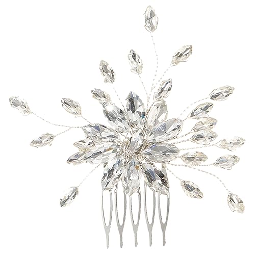 BESTYASH Silberner Braut Haarkamm mit Kristallen Leichter Handgefertigter Hochzeitsschmuck Elegantes Haarteil für Braut und Besondere Anlässe Einfach zu Tragen und Sicherer Halt von BESTYASH
