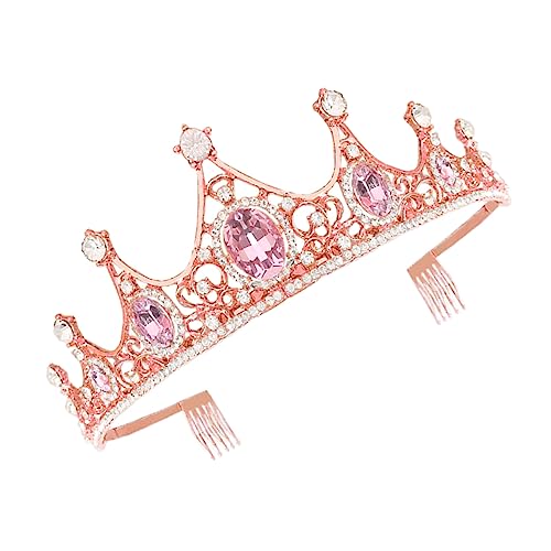 BESTYASH Strass Haarkamm Krone Mit Edelsteinen Mamas Rose Dekorationen Kronen Strass Haarschmuck Braut Stirnband Junggesellinnenabschied Braut Prinzessin Hochzeit Tiara Gast Rosa von BESTYASH