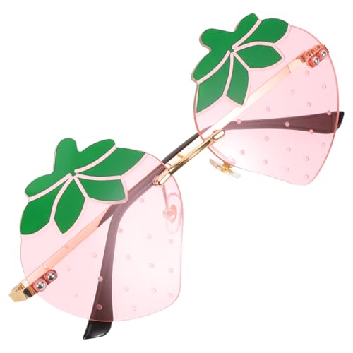 BESTYASH Strawberry Sonnenbrille für Damen Randloses Modisches Design mit Uv-schutz Bequemer Sitz für Festivals Partys und Sommerurlaub Trendige Leichte Sonnenbrille von BESTYASH