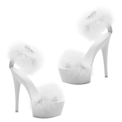 BESTYASH Super High Heel Sandalen Damen No Slip Plateau Sandaletten Weiß Atmungsaktiv Strapazierfähig Modisch Für Sommer Freizeit Kleid von BESTYASH