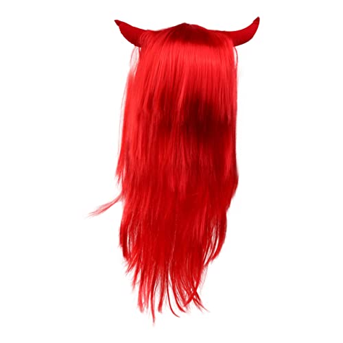 BESTYASH Teufelshorn Perücke Mit Hörnern Für Erwachsene Und Junge Mädchen Cosplay Zubehör Für Halloween Und Kostümpartys Bequeme Strapazierfähige Und Stylische Wig Im Bunten Design von BESTYASH