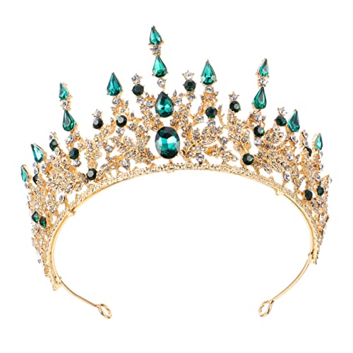 BESTYASH Tiara Abschlussball Haarschmuck für die Hochzeit Braut Junggesellin Strass-Kopfbedeckung für Frauen Nachahmung Krone Festzug Prinzessinnenparty Strasssteine Green von BESTYASH
