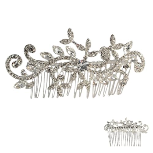 BESTYASH Tiara Braut- Blumen- Brautkopfbedeckung Hochzeit Braut Stirnband haarschmuck Haarkämme mit Strass Haarkämme für Damen dekorativ strass haar seitenkamm Haarkamm Zinklegierung Weiß von BESTYASH