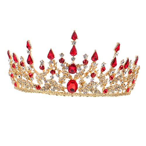 BESTYASH Tiara Prinzessin Krone Barocker Jahrgang Abschlussball Edelstein-Kopfbedeckung Brautjungfer Junggesellin Braut- Hochzeit Königin haarschmuck Strasssteine rot von BESTYASH