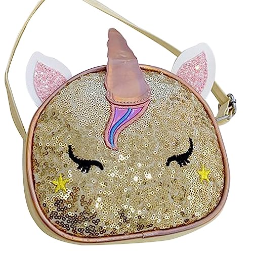 BESTYASH Tragbare Glänzende Einhorn-Make-Up-Tasche Reise-Kulturbeutel Kosmetik-Organizer Umhängetasche Für Mädchen (Gold) von BESTYASH