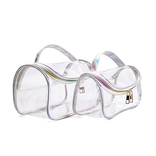 BESTYASH Transparente Kulturtasche Aus Pu Und Dacron Reise-Kosmetiktasche Für Damen Großes Fassungsvermögen Ultraleicht Und Tragbar Für Körperpflegeartikel von BESTYASH