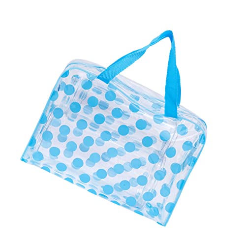 BESTYASH Transparente PVC Kosmetiktasche Stippled Design Leicht Tragbar Multifunktionale Kulturbeutel für Damen und Reisen Himmelblau von BESTYASH