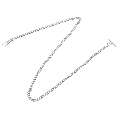 BESTYASH Uhrenkette Aus Metall Lang Vintage-Design Mit T-bar-Schnalle Für Taschenuhr Und Jeansgürtel Passend Für Männer Und Frauen Silber von BESTYASH