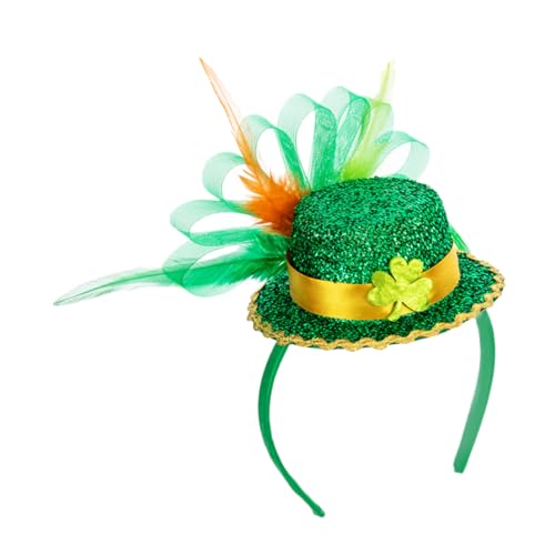 BESTYASH Verkleidung Für Den Irischen Feiertag Kopfbedeckungen Paillette Grüner Zylinder Patricks St.-tages-hut Hut Mit Stirnband Verrückter Hut Mini-teeparty-hüte Tragegurt Polyester Green von BESTYASH