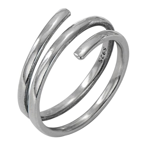 BESTYASH Verstellbarer Offener Silberring Damen Schlichtes Modisches Design Ästhetischer Persönlichkeitsschmuck Flexibler Fingerring Geeignet für Alltag Geschenk Stilvoll und Elegant von BESTYASH