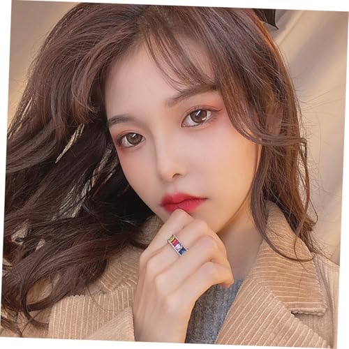 BESTYASH Verstellbarer Offener Vintage Ring mit Regenbogenfarben Modisches Verstellbares Schmuckstück für Damen und Mädchen Eleganter Bunter Fingerring für Besondere Anlässe von BESTYASH