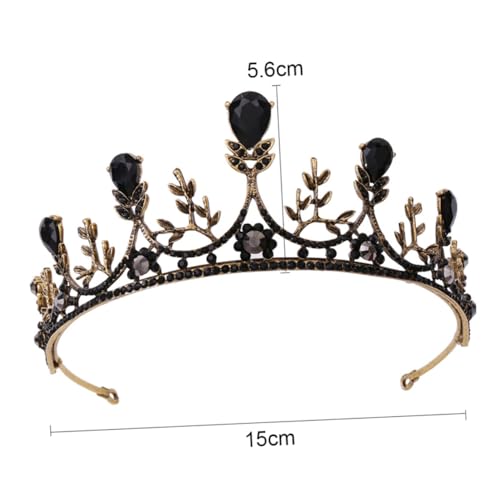 BESTYASH Vintage Brautkrone Tiara Schwarz Gold Barock Haarschmuck Hochzeit Show Accessoire für Mädchen Geburtstag Dekoration von BESTYASH