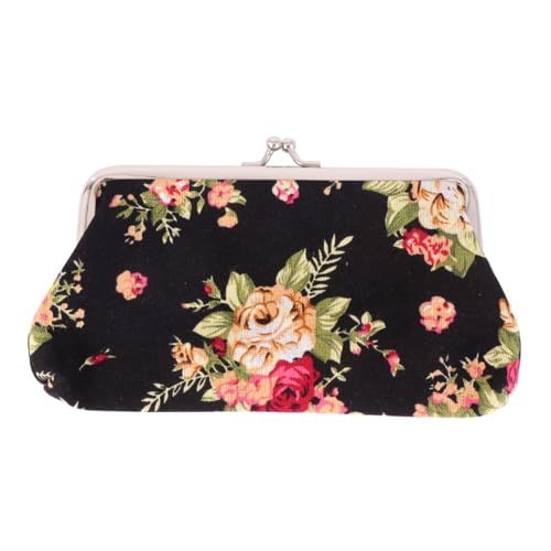 BESTYASH Vintage Damen Geldbörse mit Blumen Stickerei Langer Canvas Geldbeutel mit Schnallenverschluss Retro Clutch Portemonnaie für Karten und Münzen Modisch und Langlebig als Geschenk von BESTYASH