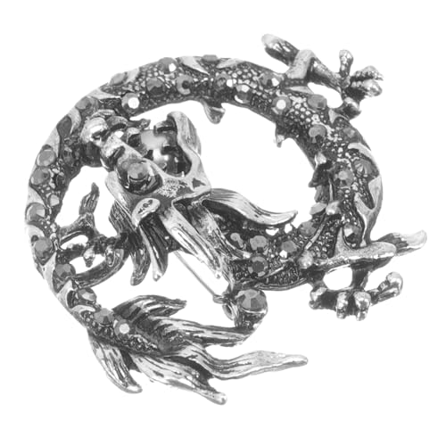 BESTYASH Vintage Drachenbrosche Anstecknadel Metall für Herren Chinesische Drachennadel für Anzüge und Kleidung Robustes Design Einzigartiges Tiermotiv von BESTYASH