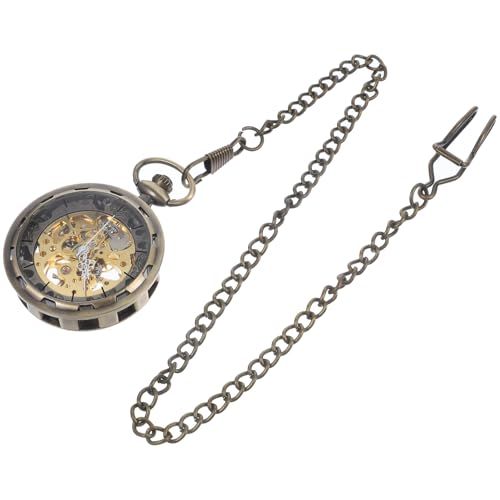 BESTYASH Taschenuhr Mechanisch Bronze Vintage Ausgehöhlte Taschenuhr Manuelle Uhr Legierung Dekoration Kleidung von BESTYASH