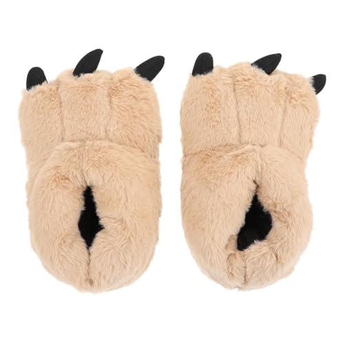 BESTYASH Warme Cartoon krallen Hausschuhe für Damen Herren Weiche Atmungsaktive Winter pantoffeln Angenehm und Langlebig für Zuhause im Kalten Winter Braun von BESTYASH