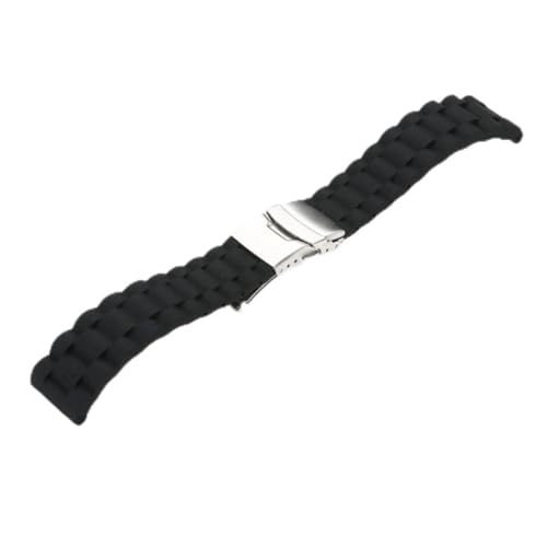 BESTYASH Wasserdichtes Silikon Uhrenarmband mit Faltschließe für Sportuhren für Herren und Damen Langlebiges Material Schwarz Schnell zu Wechseln von BESTYASH