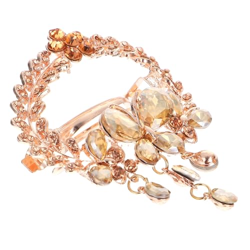 BESTYASH Wasserfall Quasten Haarklammer Champagnerfarbener Strass Haarschmuck Damen Haarclip Dekorativer Pferdeschwanz Clip Leichter Haarschmuck für Stilvolle Frisuren von BESTYASH