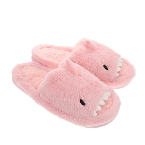 BESTYASH Weiche Damen Shark Plüsch Hausschuhe mit Niedlichem Cartoon Design Warme Rutschfeste Flache Indoor Outdoor Schuhe für Gemütlichen Winterkomfort Kuschelige Memory Foam Sohle von BESTYASH