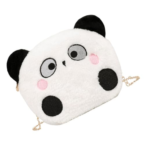 BESTYASH Weiche Plüsch Umhängetasche Damen Cartoon Panda Schultertasche Freizeitmode Kleine Messenger Bag für Schule Reisen Alltag mit Mittlerer Kapazität und Praktischem Stauraum von BESTYASH