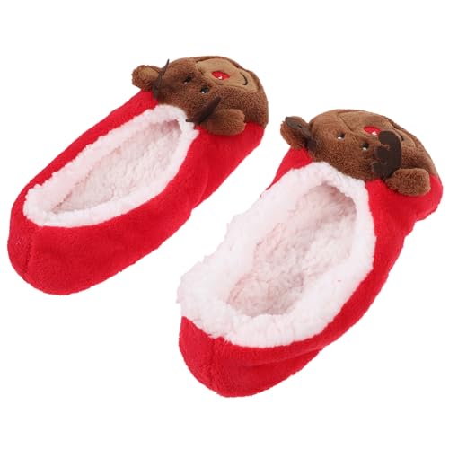 BESTYASH Weihnachtliche Plüsch Hausschuhe mit Pailletten Rutschfeste Winter Slipper Warm und Strapazierfähige Innenschuhe für Damen und Herren für Herbst und Kalte Jahreszeit von BESTYASH