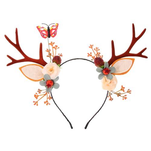 BESTYASH Weihnachtliches Geweih Haarreif Realistisch Xmas Headwear für Partyfest Charmantes Haarschmuck Mädchen Accessoire für Weihnachtskostüm und Festliche Anlässe von BESTYASH